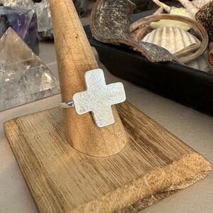 Cross Sterling Silver Platinum Etched Ring Size 7 & 9